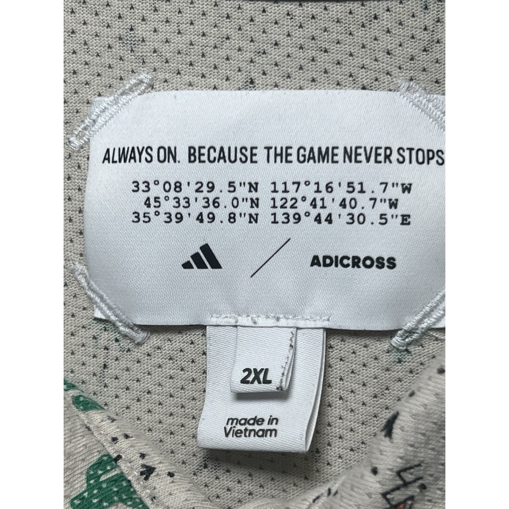 Adidas Adicross Short Sleeve Shirt Mens 2XL Tan AOP Cactus Aztec Golf Coastal - Picture 1 of 12